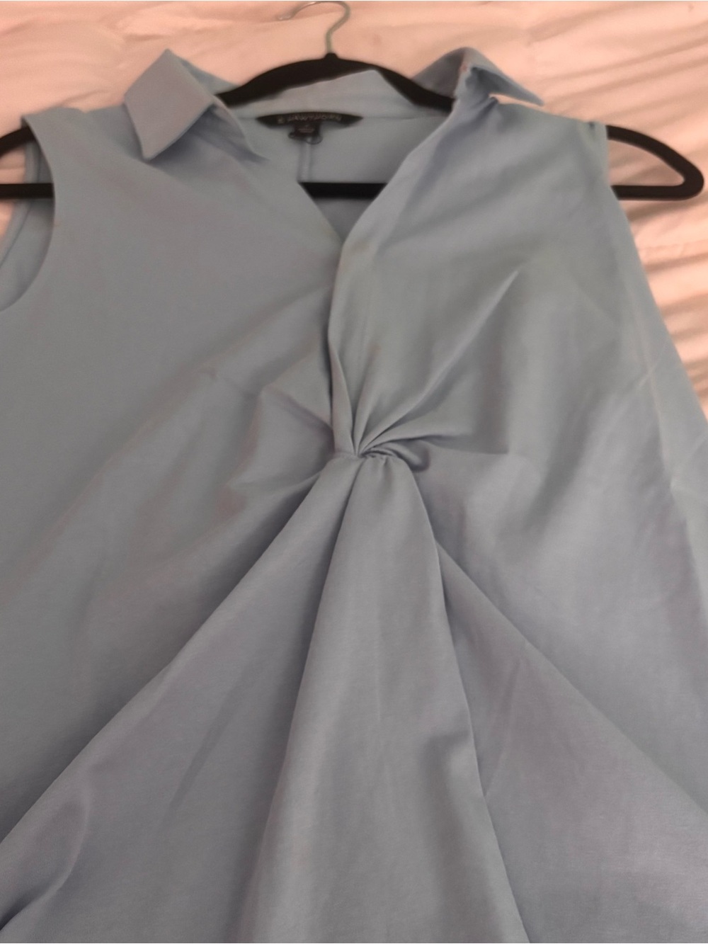 Light Blue Twist-Front Sleeveless Blouse- never worn